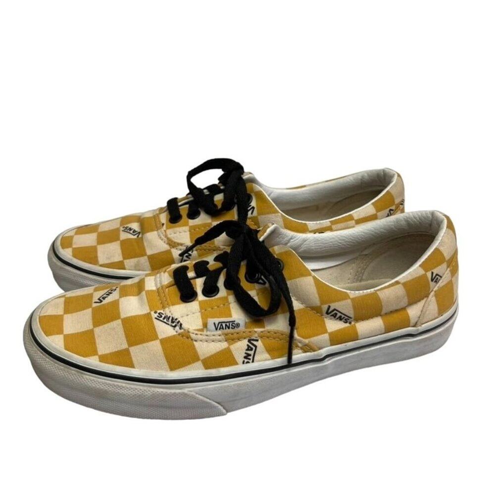 VANS Sneakers Unisex 7 8.5 Classic Checkerboard Pattern Mustard Low Top Skater